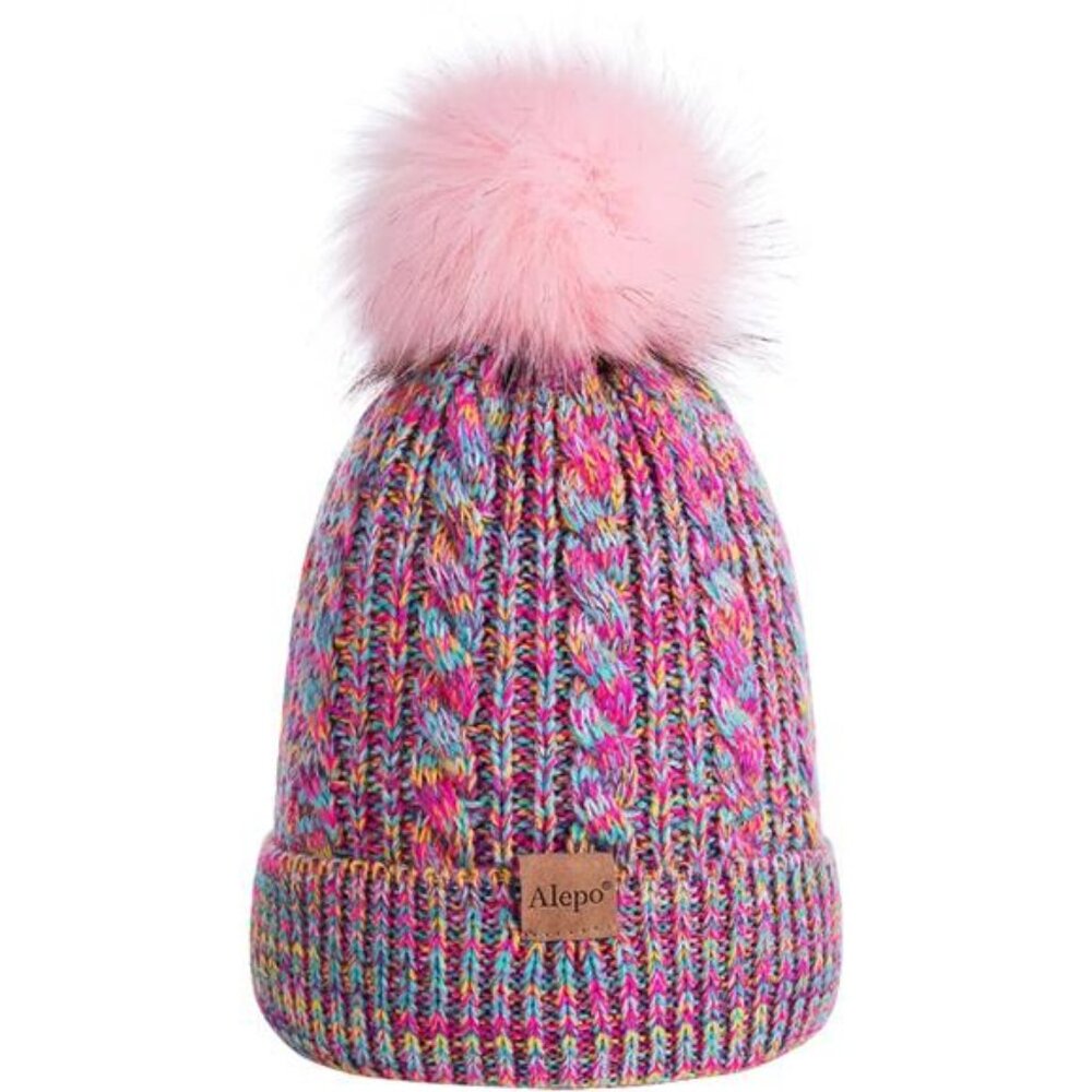 Kids Winter Beanie Hat Children's Warm Fleece Lined Knit Thick Ski Cap Girls